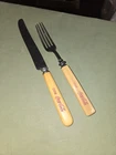 Vintage 1950s Coca Cola Set, Knife And Fork Bakelite Handle
