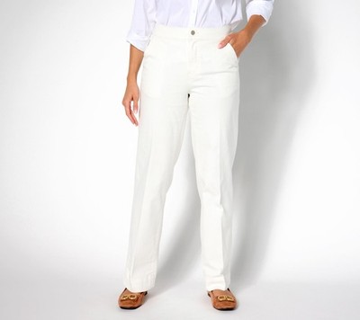 Denim & Co. Regular Color Perfect Flex Trouser Jeans Warm White 12 New