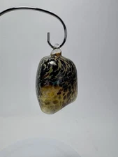 Hand Blown Art Glass Very Rare Triangular Hanging Orb Mottled Witch Ball Style