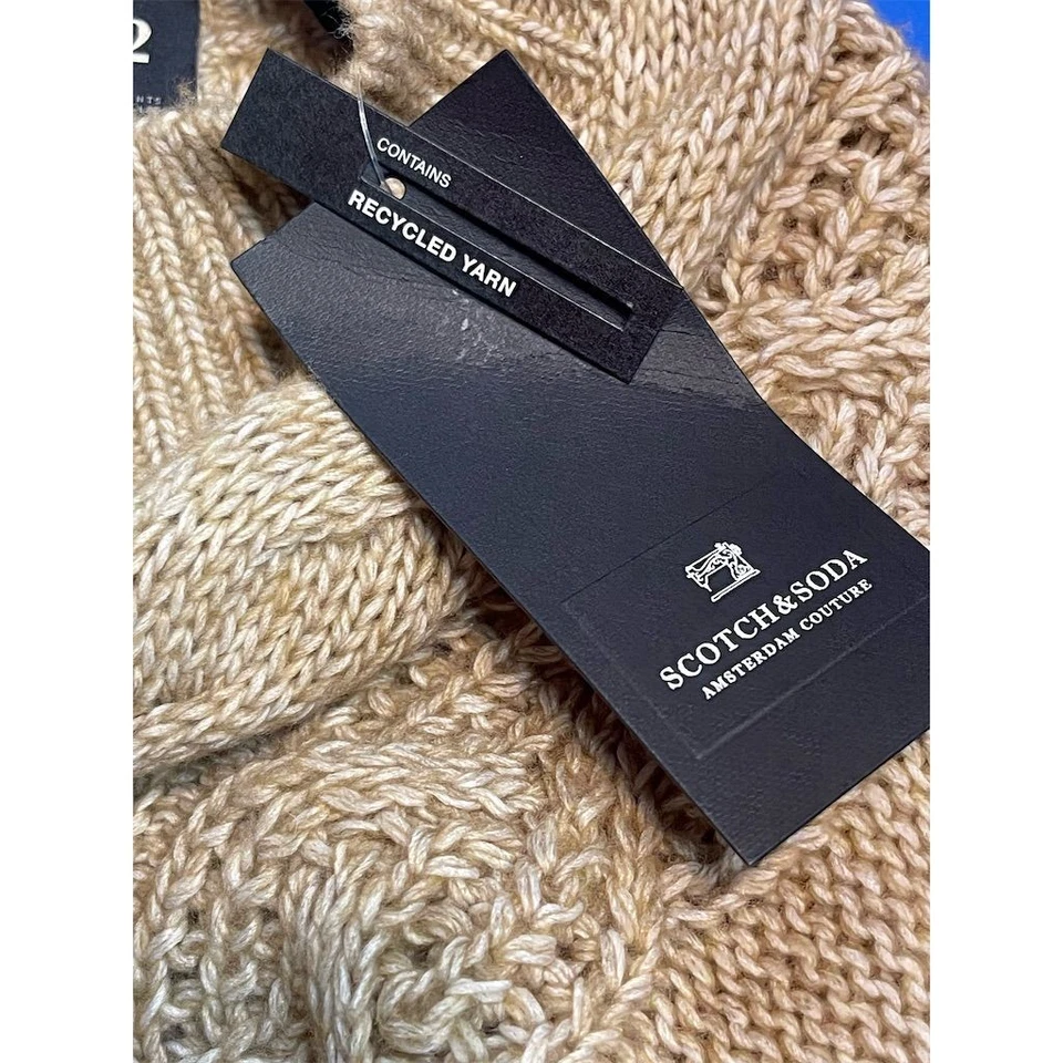 Nuevo con etiquetas Suéter Pullover Scotch & Soda Para Hombres XL Beige Pescador Mezcla de Lana Tejido con Cable Foto 4 de 4