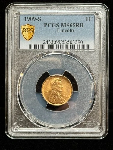 1909 S Red-Brown Lincoln Wheat Copper Cent 1C PCGS MS 65 RB