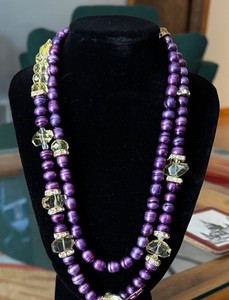 Purple Pearl and Citrine Yellow Pearl/Bead Necklaces