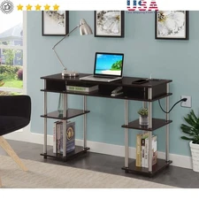 No Tools Student Desk W/ Charging Station & Multiple Shelves Home Office Use