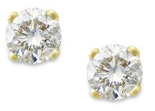 Round-Cut Diamond Stud Earrings in 10k Yellow...