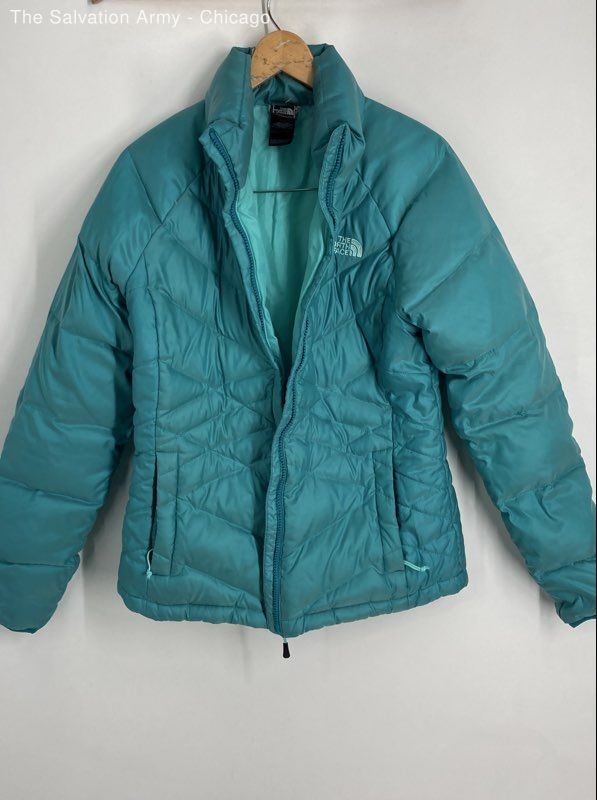 The North Face Womens Teal Long Sleeve Full-Zip Winter Puffer Jacket Size M