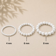 Howlith Edelstein Armband Naturstein 4 mm / 6 mm / 8 mm rund elastisch Unisex