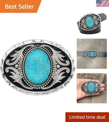 Rustic Turquoise Stone Belt Buckle for Men - Perfect Father's Day Gift