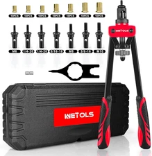 Rivet Nut Tool Kit, 14-Inch Rivnut Tool with 7 Metric and SAE Mandrels, Professi