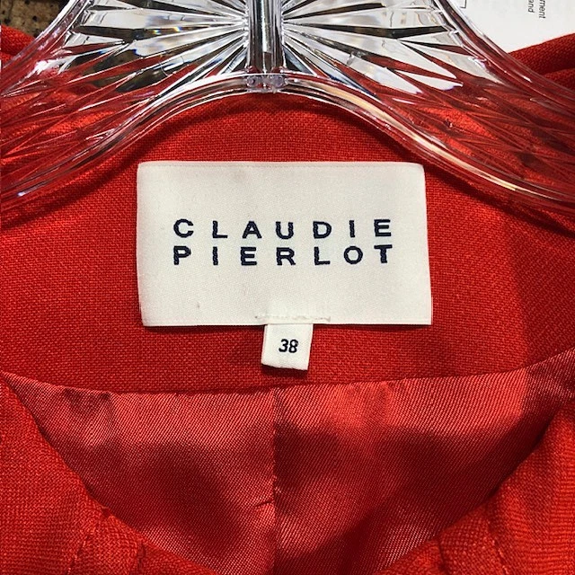 Chaqueta Blazer Corta Claudie Pierlot Roja Acanalada París Francia Francesa FR38 6 NUEVA SIN ETIQUETAS Foto 3 de 4