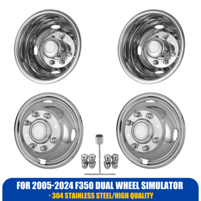 17'' Dually Wheel Simulators 8 lugs 4 Hand Holes for 2005-2025 F350 Stainless NEW