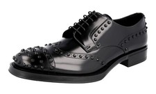 PRADA Leather Derby Studded RUNWAY Dress Shoes - Black - NEW -  US 7 EU 40