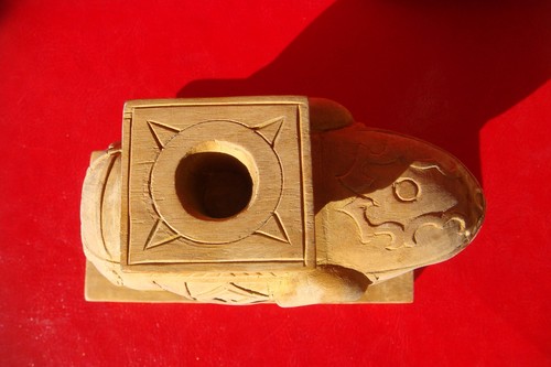 ANTIGUO HERMOSO Portavelas Elefante Tallador de Madera HECHO A MANO - Imagen 3 de 12