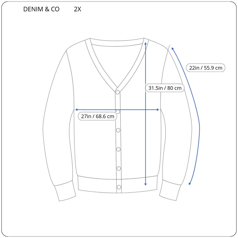 Denim Co Mujer Suéter 2X Cárdigan Manga Larga Rojo Suave Acrílico Informal Botón Foto 2 de 4