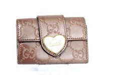 GUCCI Heart Logo GG Leather Metallic 6 Key Ring Holder Key Case Women's Italy