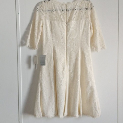 Eliza J tulip scalloped lace ivory fit and flare dress size 8 - Picture 7 of 16