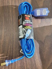 Century Wire Pro Glo 9ft Household Extension Polarized AC Power Cord Blue