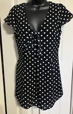 Forever 21 Women's Skort Dress Size Medium Low V-Neckline Polka Dot