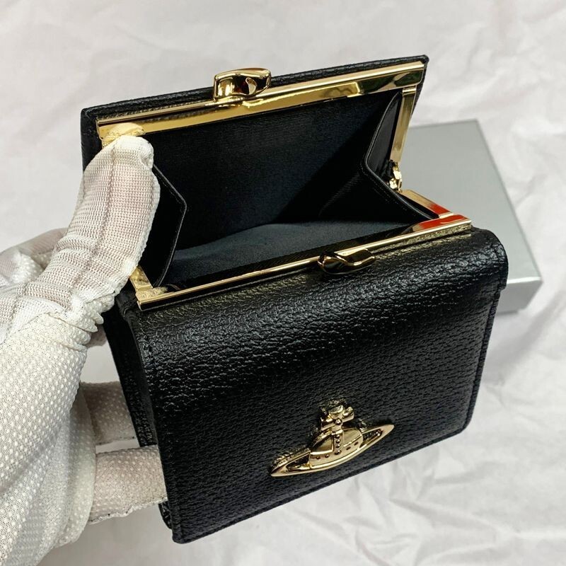 Vivienne Westwood tri-fold clasp wallet leather black Outlet