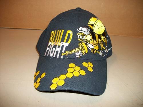 Fight Navy Seabees Black Hat Cap 