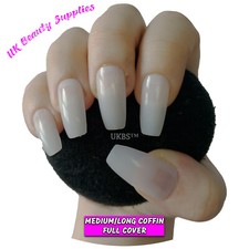 600 Medium Coffin False Nails Natural Full Cover Press On Nail Tips
