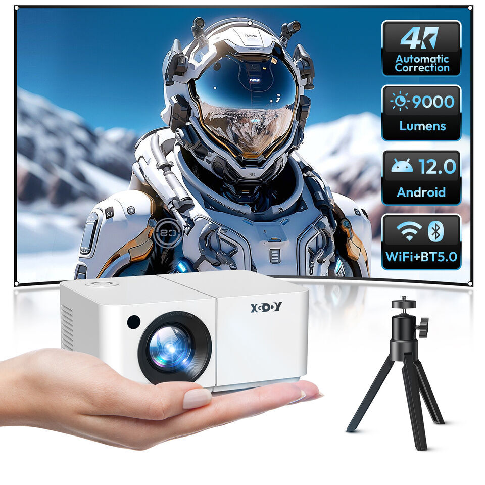 Mini Projector 1080P Full HD WiFi Smart Home LED Theater Cinema USB Android 12.0-image