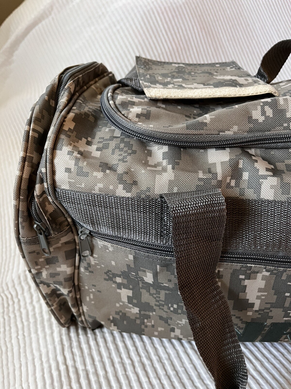 NRA Canvas DUFFLE BAG Digital ARMY CAMO 3 Zippered Pockets NO SHOULDER
