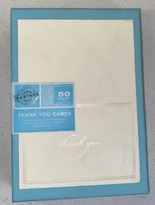 Pearl  Ivory BORDER 50 Thank You Cards + Envelopes GARTNER STUDIO New MR2D