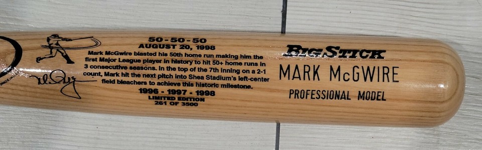 Batte de baseball en bois Mark McGwire St Louis Cardinals Rawlings Big