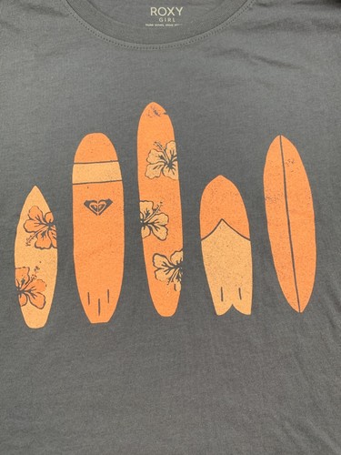 Roxy Girl All A Board Cropped T-shirt Small (8) Gray Orange Surf Boards Beach - Picture 3 of 12