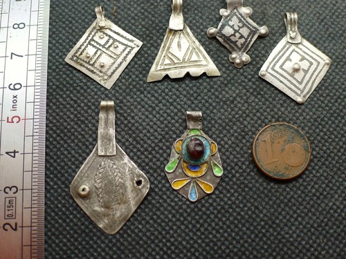Lot Pendentifs Elément Argent Ancien Bijou Collier Maroc Parure Ethnique Berbère - Imagen 3 de 3