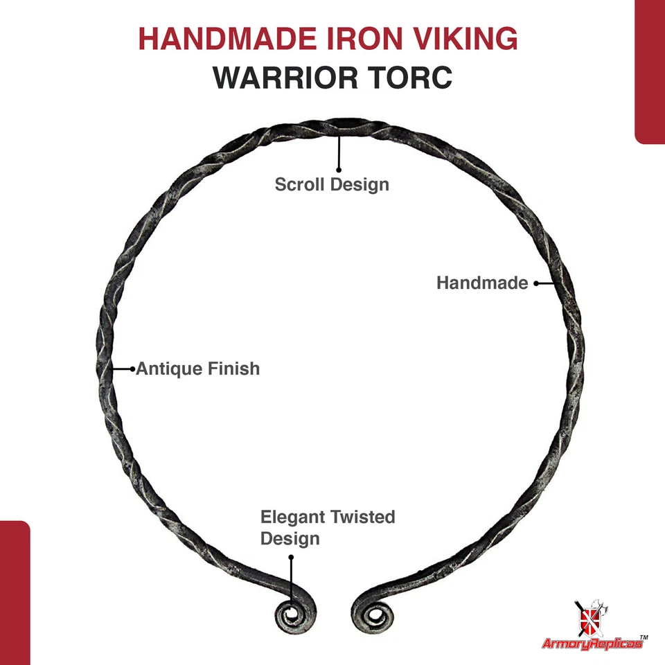 Medieval Jewelry Hand Forged Handmade Viking Warrior Unisex Iron Torc Necklace - Image 3 of 4