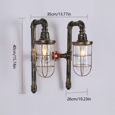 Industrial Rustic Wall Light Loft Bar Home Water Pipe Wall Lamp Steam Punk New