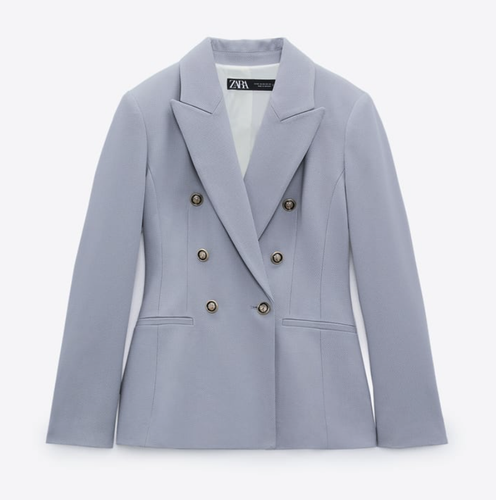 zara blue and white jacket