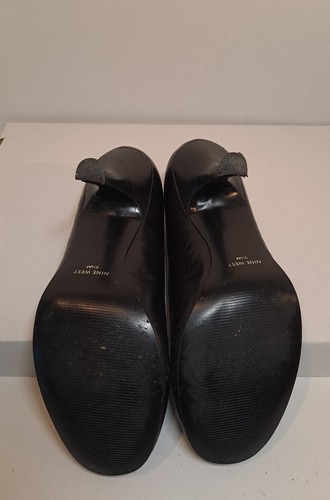 Nine West 9.5M Black Leather Classic Pumps Heels Ankle Strap - Picture 4 of 4