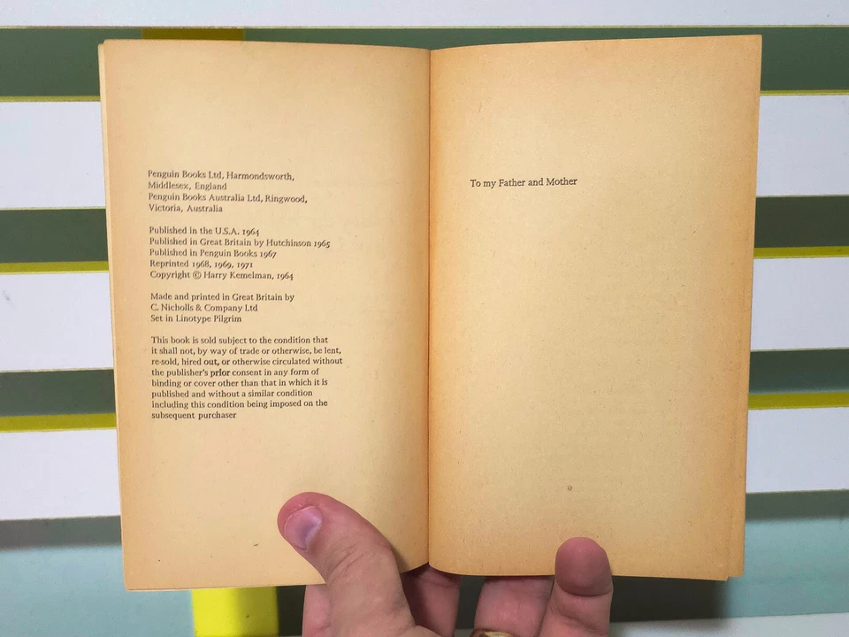 Friday The Rabbi Slept Late! 1971 PB Crime/Thriller Book by Harry Kemelman - Image 4 of 4