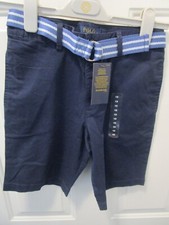 POLO RALPH LAUREN BIG BOYS BELTED BERMUDA NAVY BLUE SHORTS SIZE 14 NEW