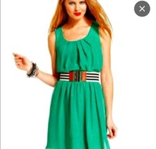 BCX Green Flowy Mini Dress with Belt