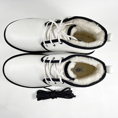 UGG Neumel Leather Chukka Boots White Black Wool Lined  display picture 1