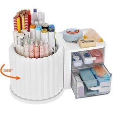 Desk Accessories Organizer with Drawer and Rotating Pencil Pen Holder for Office