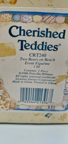 Cherished Teddies Two Bears On A Bench Event Figurine # CRT240 1996 Enesco - Picture 3 of 12