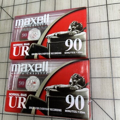 Maxwell UR 90 Minute Blank Audio Cassette Tape Normal Bias, NEW Sealed Lot Of 2