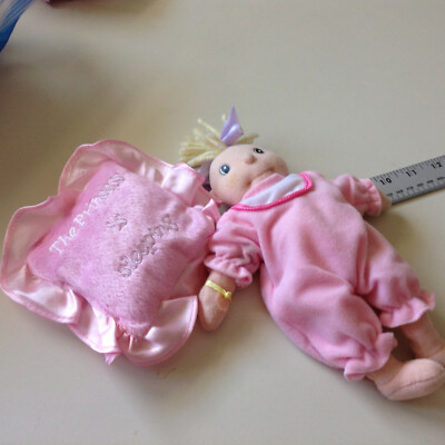  Plush soft cloth 12''baby doll and 6'' pillow thread printed Princess is sleeping