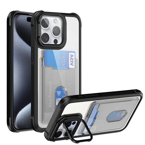For iPhone 15 14 13 Pro Max 11 Shockproof Hybird Case With Stand Clear Card Slot - Picture 17 of 22
