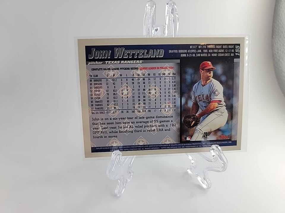 1998 Topps Opening Day John Wetteland #155 Texas Rangers - Image 4 of 4