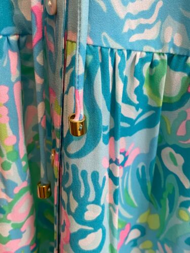 Lilly Pulitzer Neu mit Etikett Cori Stretch Midi Shirtkleid Aqua La Vista Stufen Maxi Gr. 4 - Bild 6 von 17