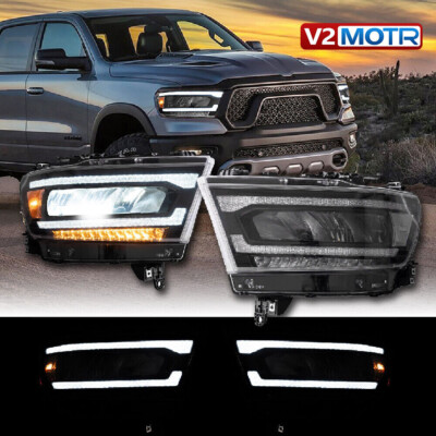 LED w/Sequential DRL Reflector Headlights Set For 2019-2021 2020 Dodge Ram 1500