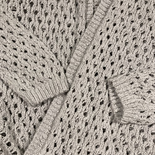 Abercrombie & Fitch Crocheted Hooded Cardigan Kids XL Gray Open Knit Cabincore - Picture 4 of 10