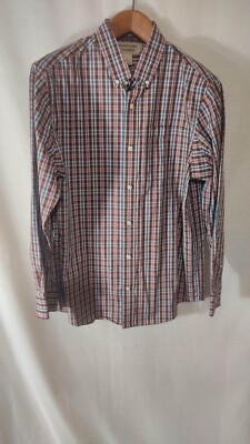 Duluth Trading Co Mens Medium Wrinkle Fighter Plaid Button Up Long Sleeve Shirt