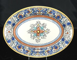 Made-In-Portugal-Umbria-OVAL-PLATTER-14-1-4-034-Scrolls-Medallion-Rare-EXC