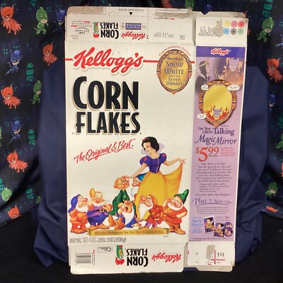 2001 Empty Kellogg's Cereal Box CORN FLAKES Snow White  QUEEN GRIMHILDE